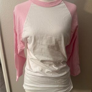 Soffe Long Sleeve Tee with Pink Sleeves
